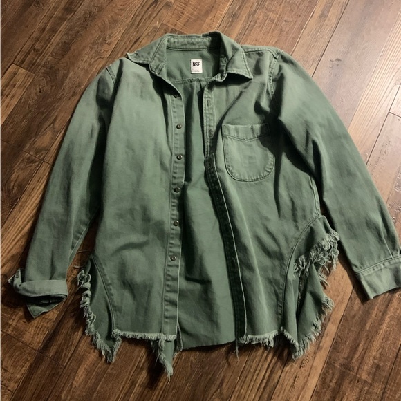 NSF RAHEL BUTTON UP FRAY TOP/ jacket revolve casual fall $280 boho designer - Picture 4 of 5